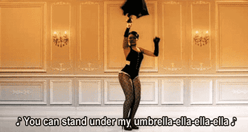 GIF of Rihanna singing &quot;You can stand under my umbrella-ella-ella-ella&quot;