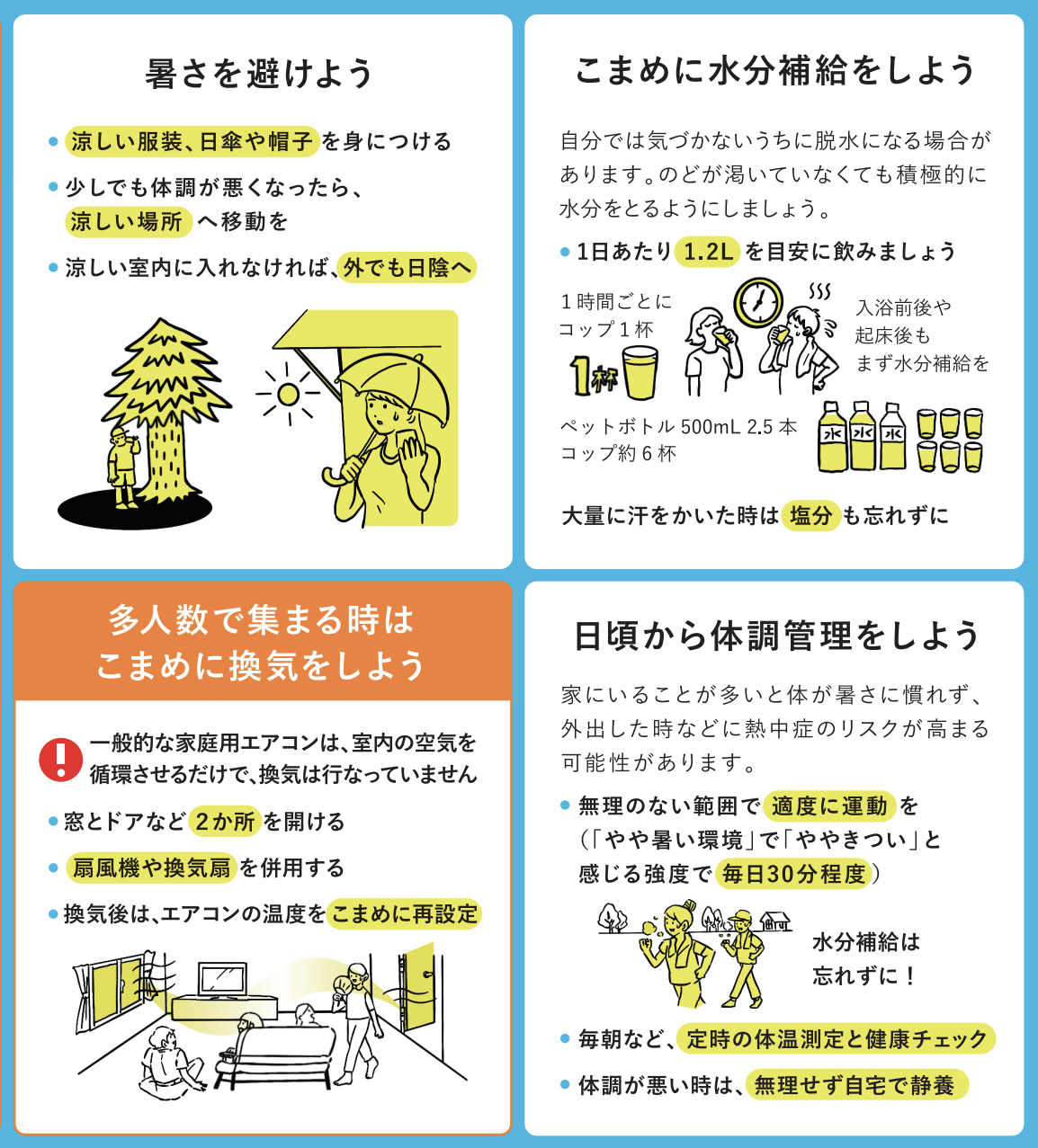 こまめな水分補給」ってどれくらい？エアコン中も換気は必要？3度目の