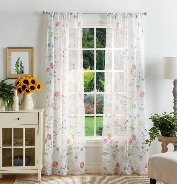 Floral sheer curtains
