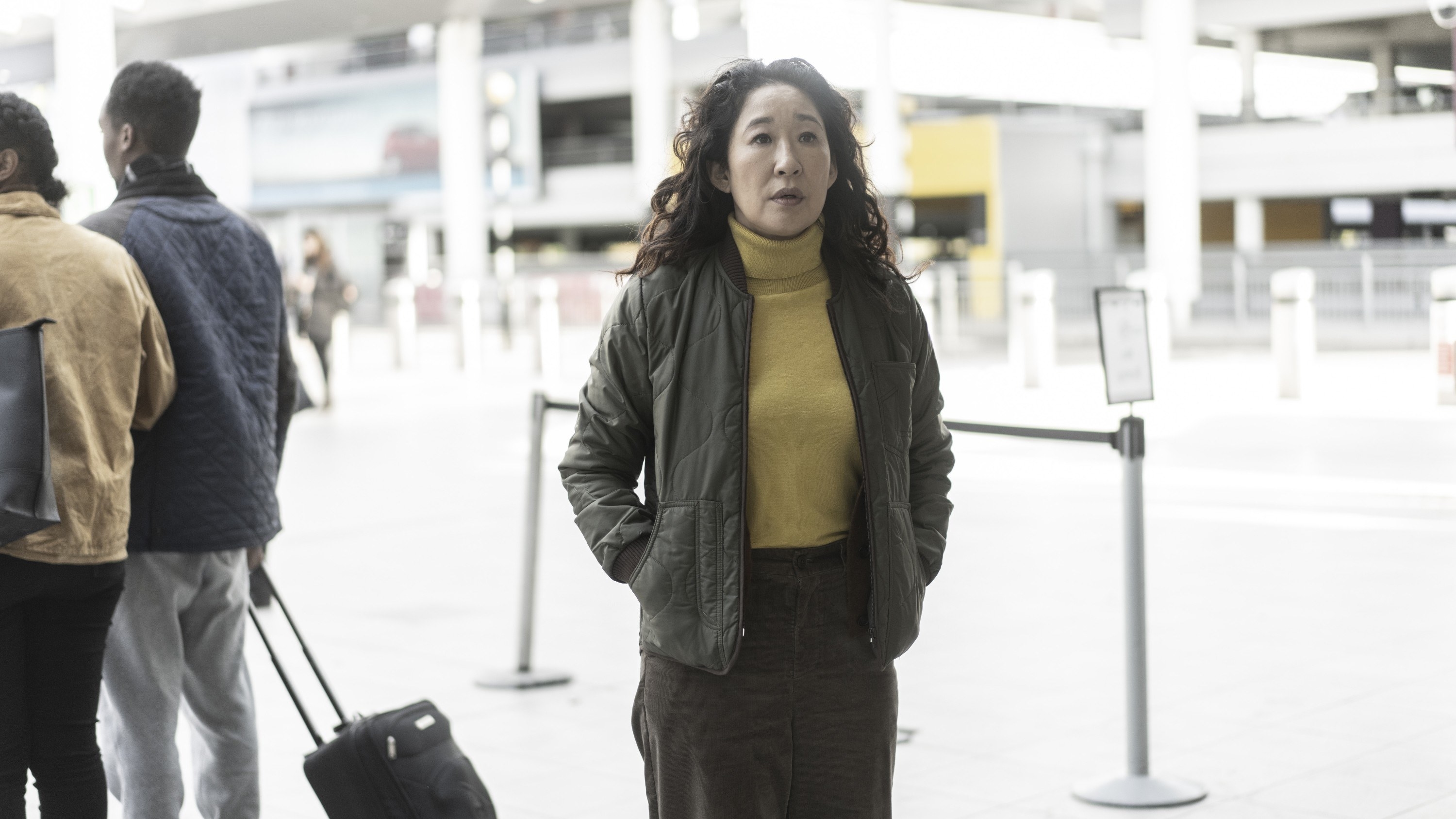 a character walking in the airport