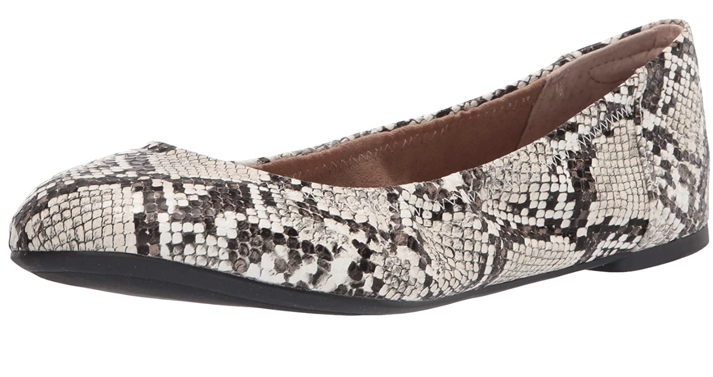 ballet flat in snake print