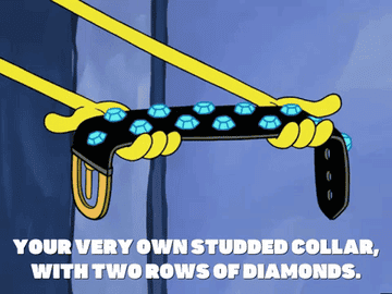 Spongebob Squarepants holding diamond-studded collar