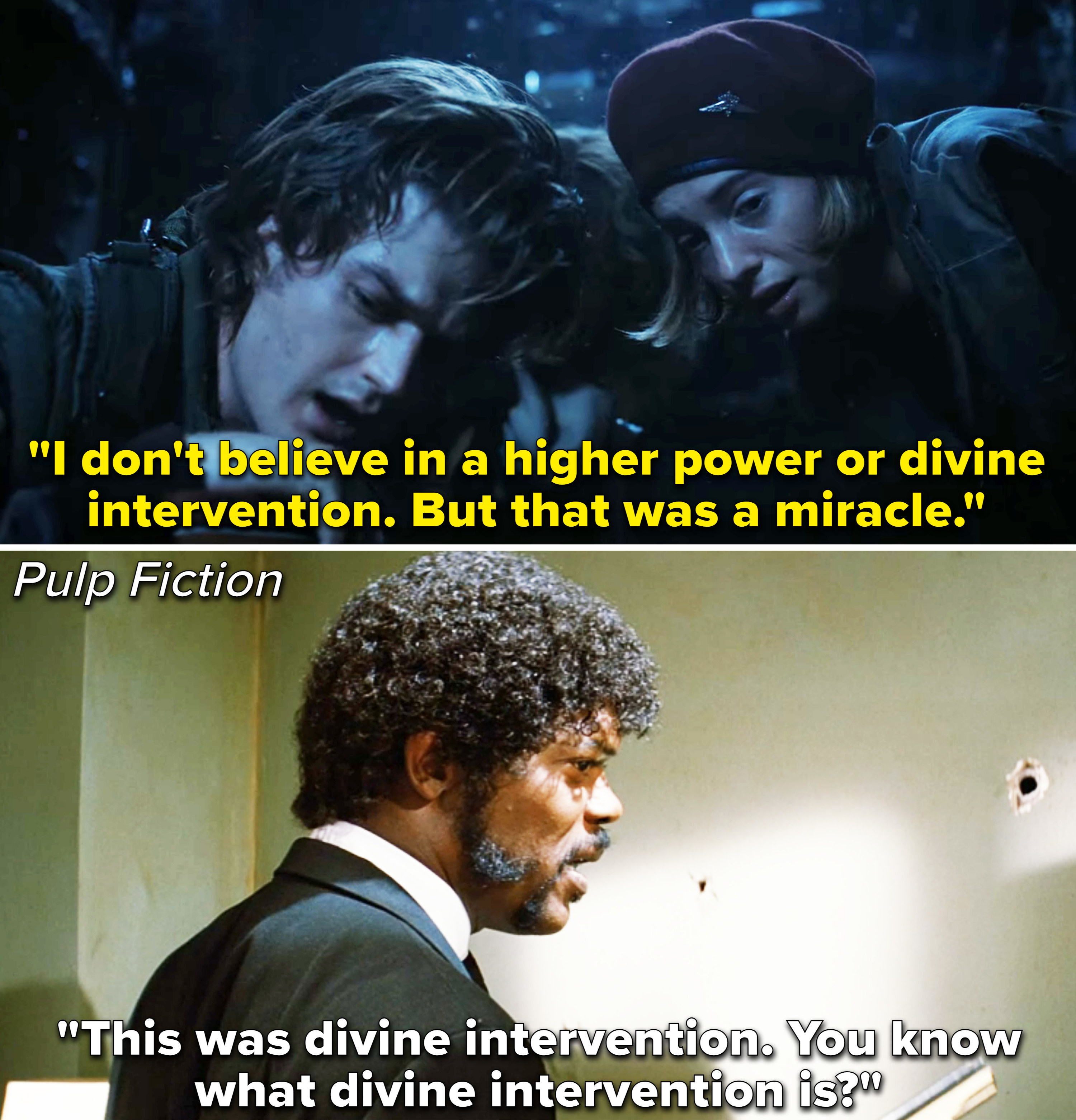both characters talking about a divine intervention