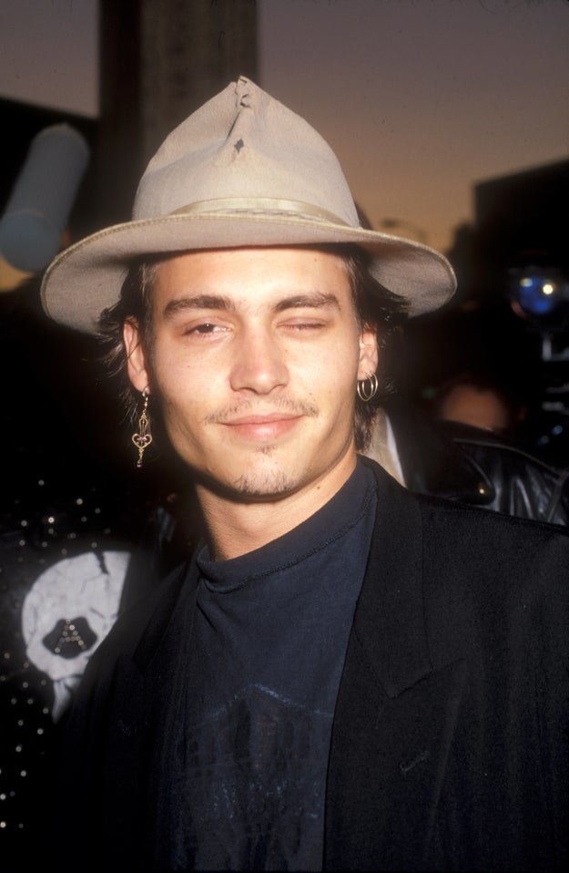 Johnny Depp poses at the premiere of &quot;Decline of Western Civilization Part 2: The Metal Years&quot;