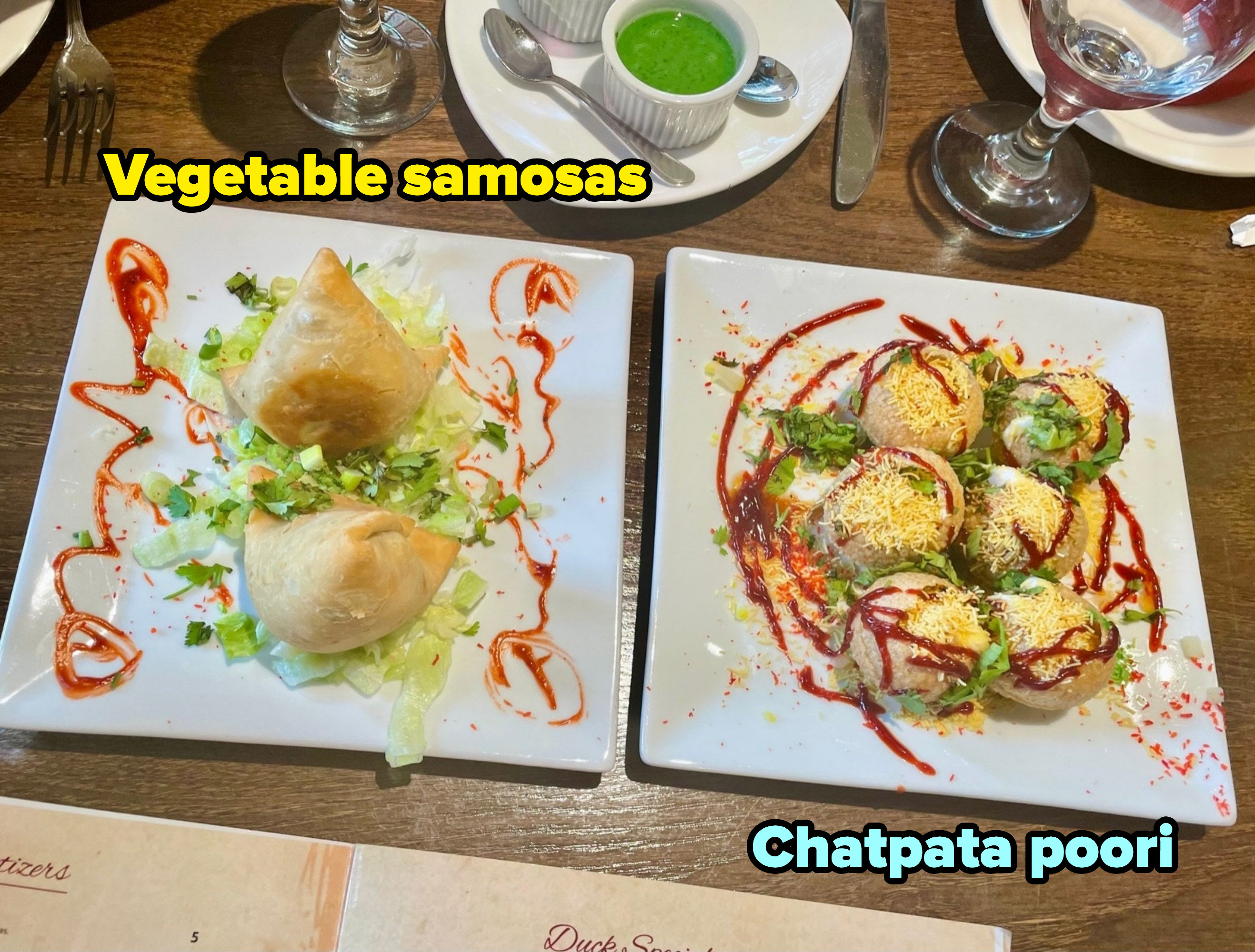 samosas, poori on the table