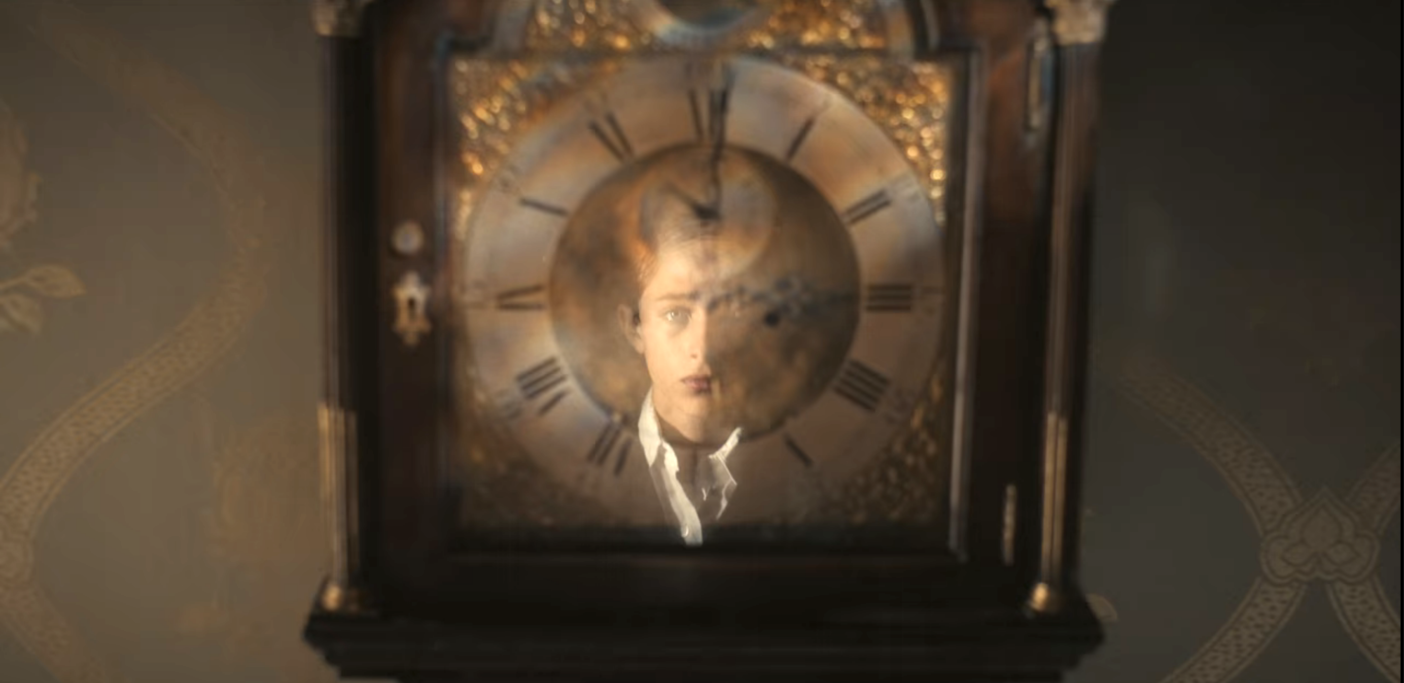 close up of the clock with henry&#x27;s reflection