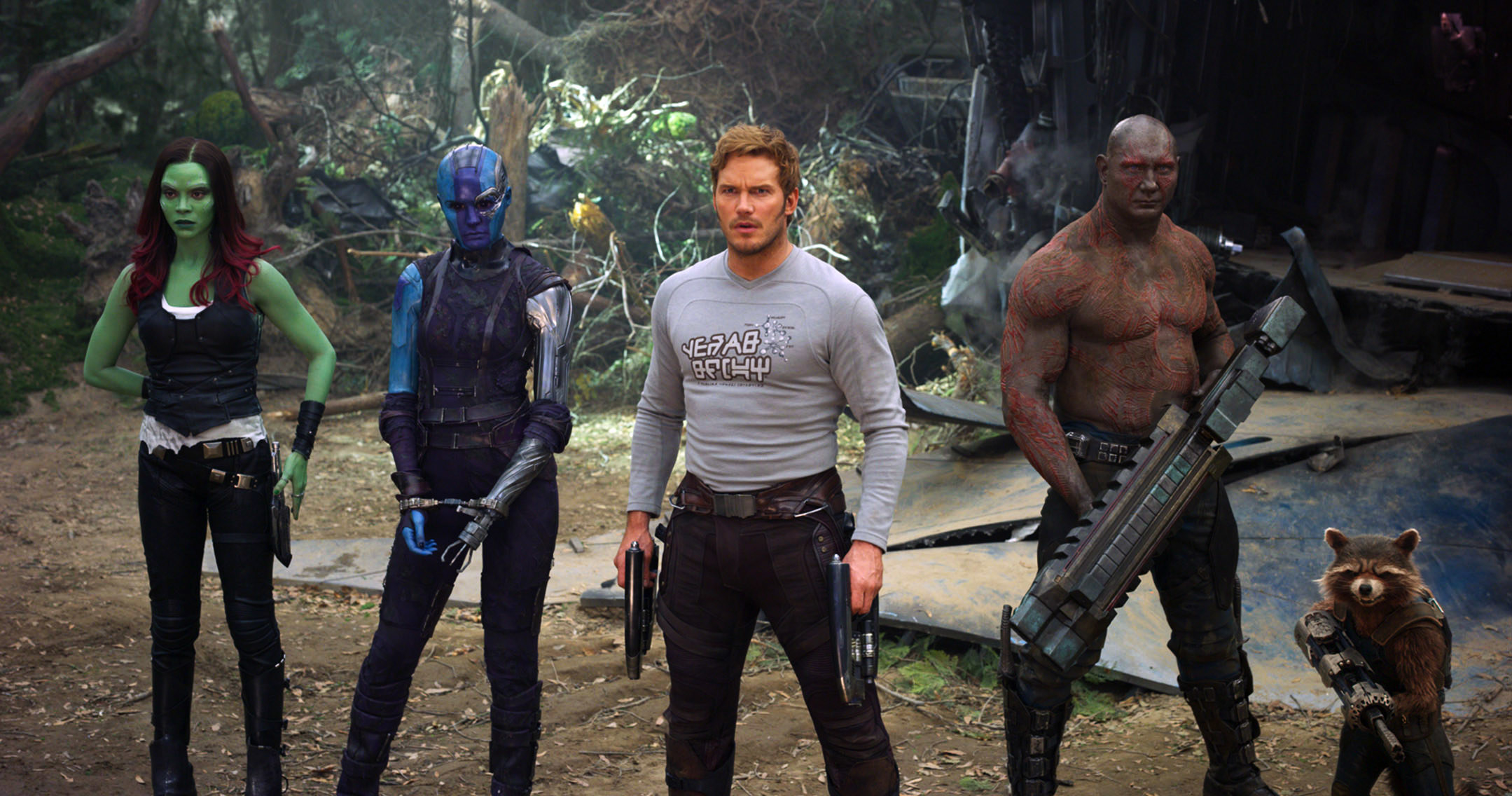 The guardians of the galaxy stand together, triumphant