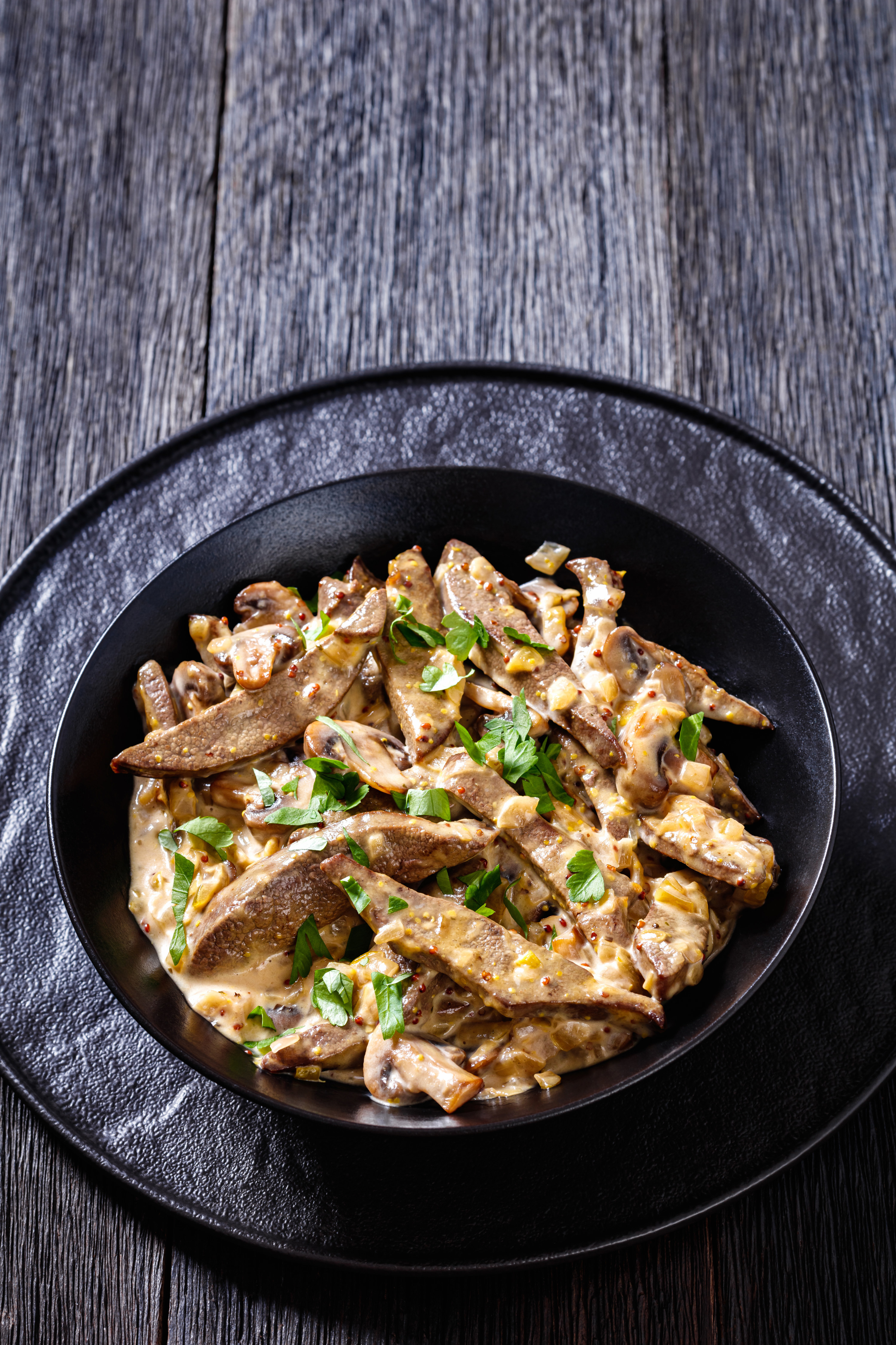 Beef stroganoff on a plate