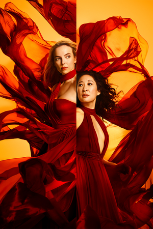 &quot;Killing Eve&quot; poster with the two female lead characters Eve and Villanelle