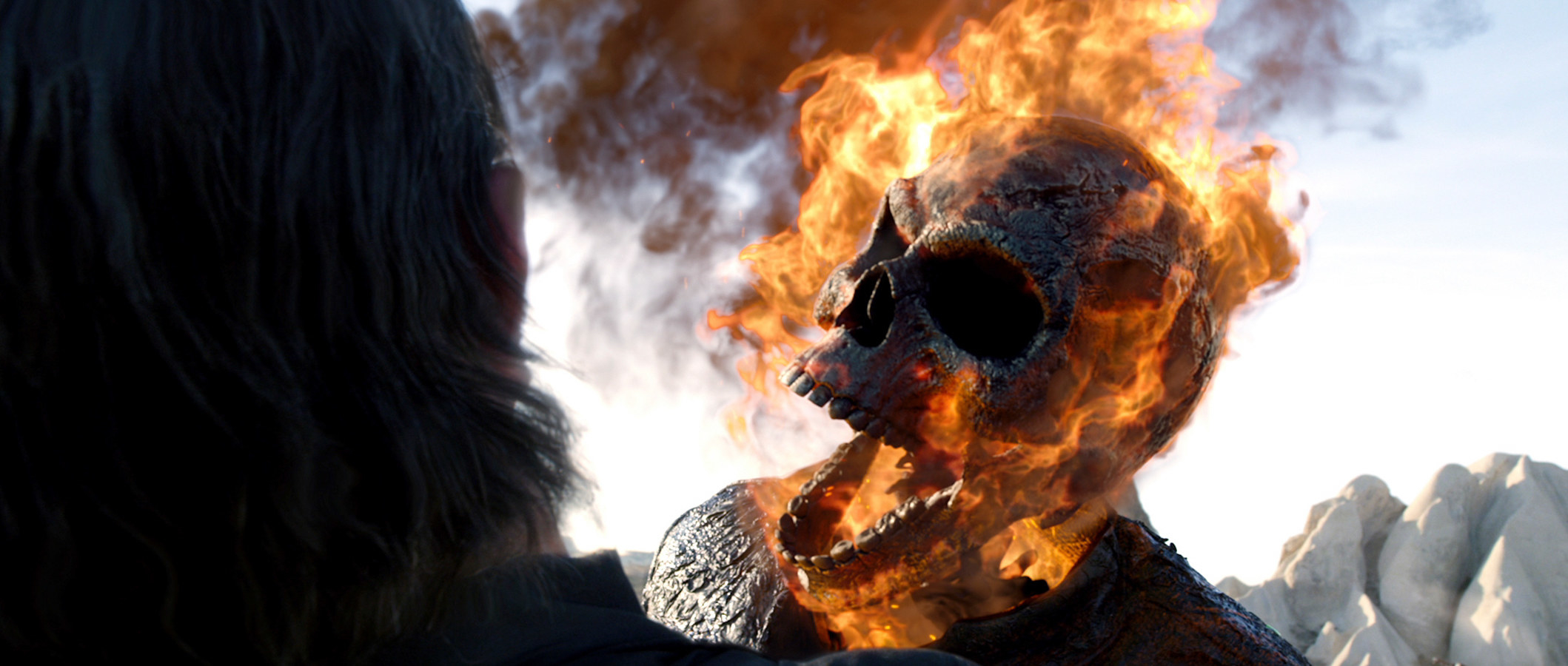 Ghost Rider with his skull on fire