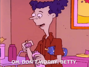 GIF of Rugrats character saying, &quot;Oh, don&#x27;t worry, Betty. There&#x27;s another pair in the top drawer.&quot;