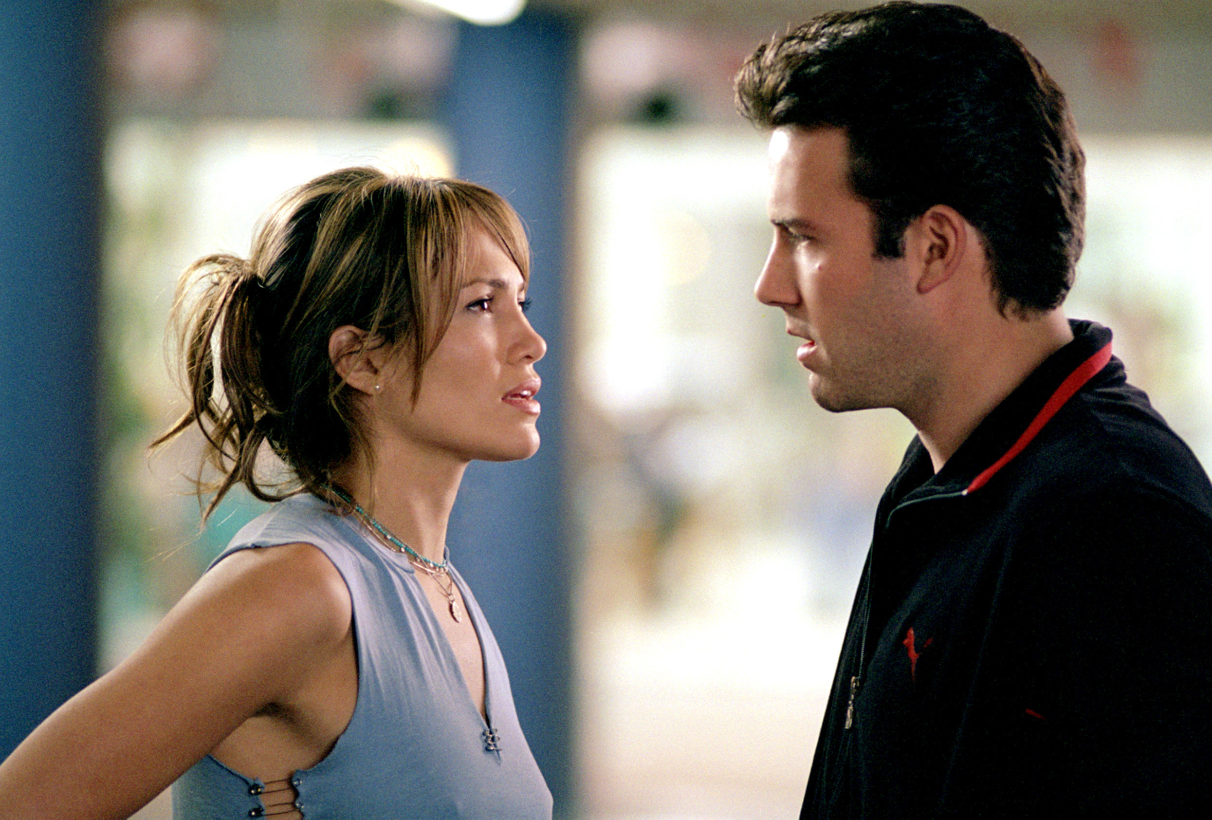 Jennifer Lopez and Ben Affleck looking frustrated with each other