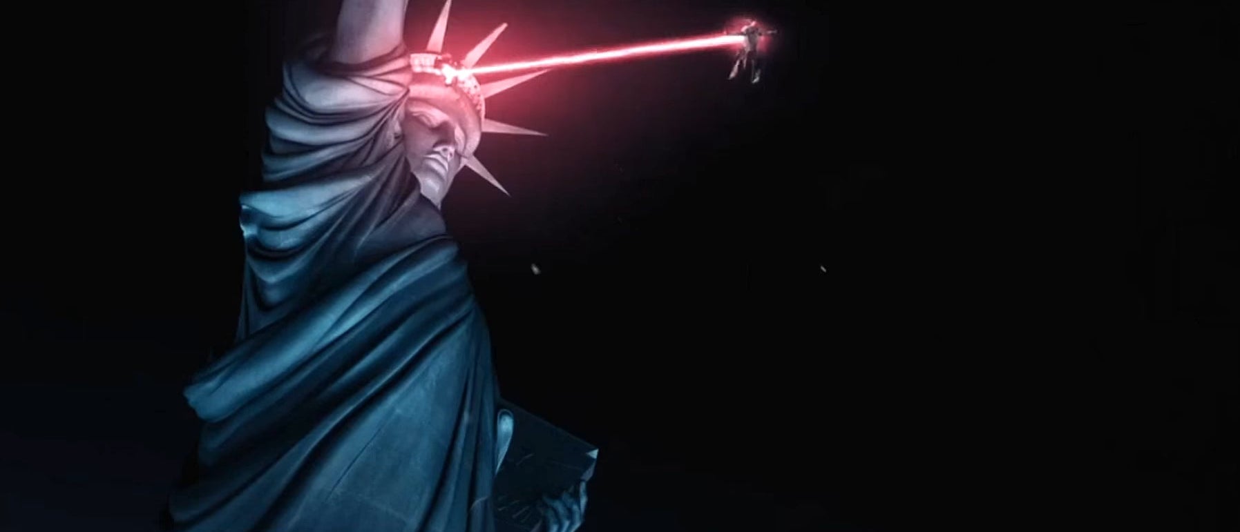 Cyclops blasting a bad guy out of the Statue of liberty