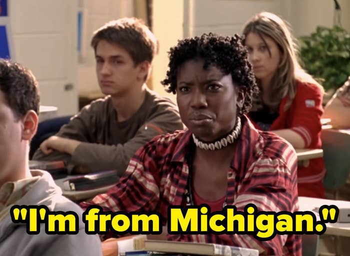 A Black girl saying, &quot;I&#x27;m from Michigan.&quot;