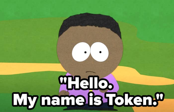 Cartoon saying, &quot;Hello. My name is Token.&quot;