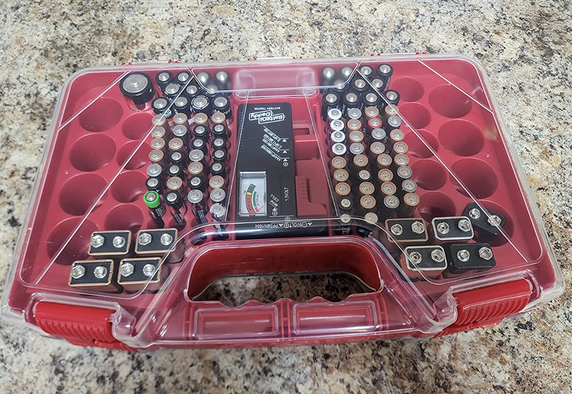 reviewer image of battery storage case on counter