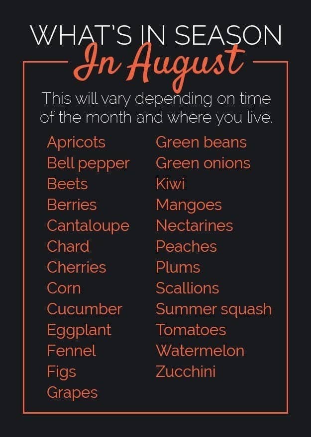list of produce in season in August