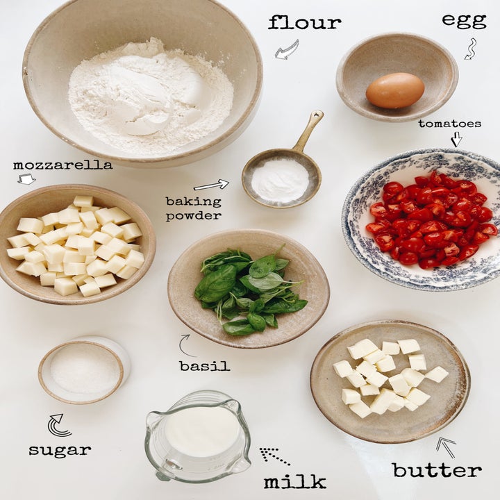 Ingredients for Caprese scones.