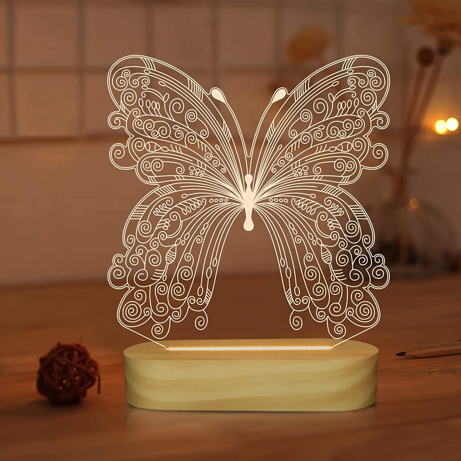 The butterfly lamp on a table