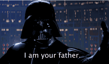 Darth Vader reveals to Luke that he is his father