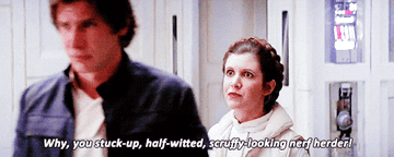 Leia shouts at Han in The Empire Strikes Back