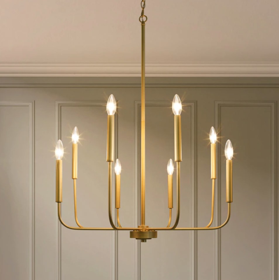 the classic minimalist gold tone chandelier