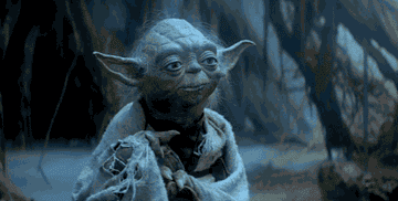 Yoda gives Luke Jedi lessons on a swampy planet