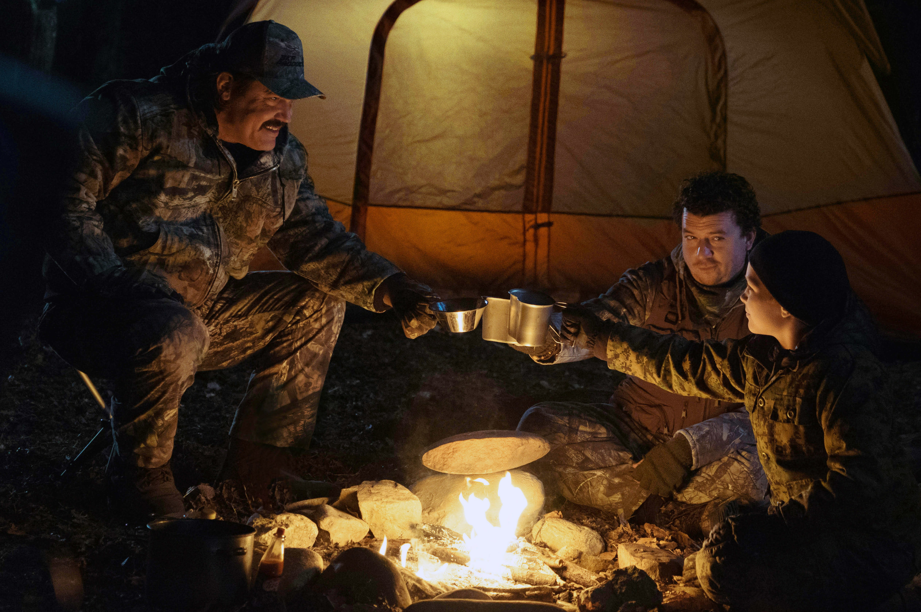 Josh Brolin, Danny McBride and Montana Jordan enjoy a fireside campout in &quot;The Legacy of a Whitetail Deer Hunter&quot;