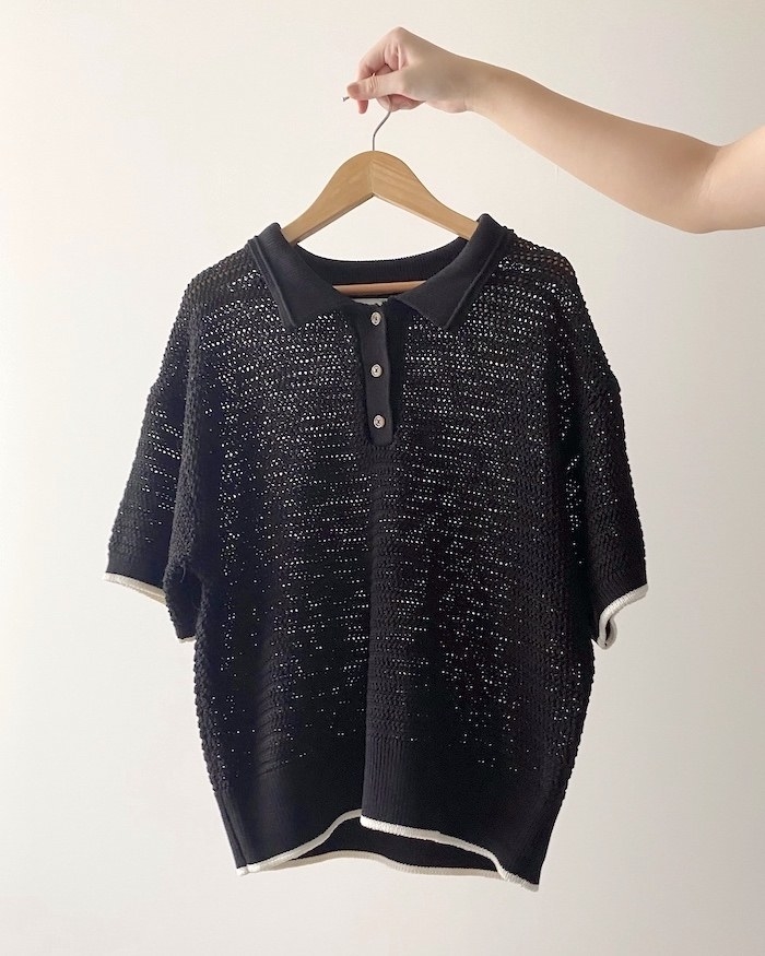 GU（ジーユー）のオススメのファッションアイテム「透かし編みポロセーター（半袖）」