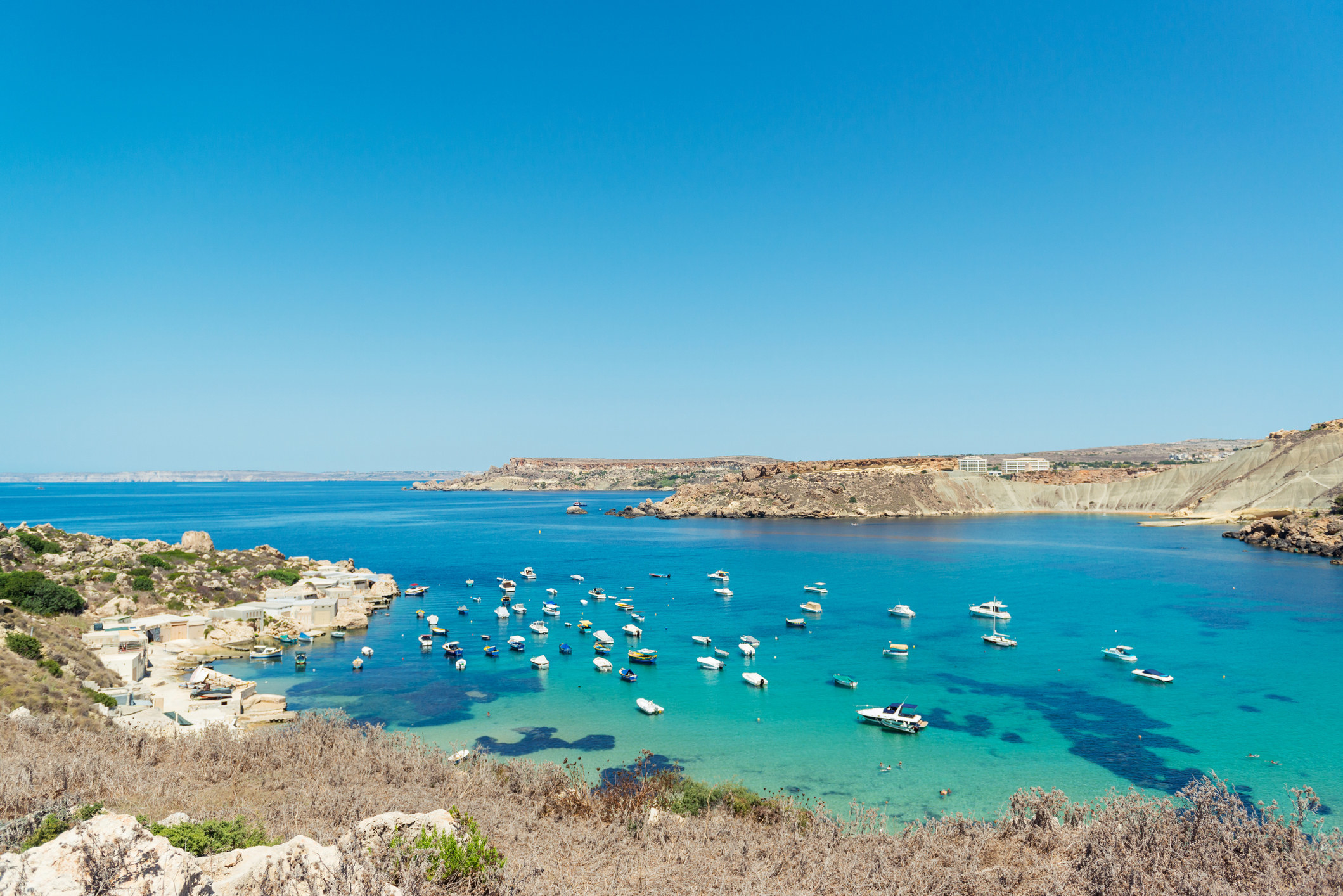 A bay with ships in Malta.