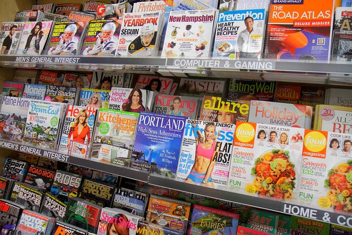 A magazine display in a store