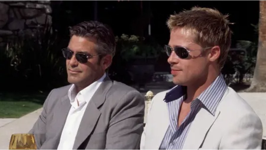 George Clooney and Brad Pitt in a scene from the movie