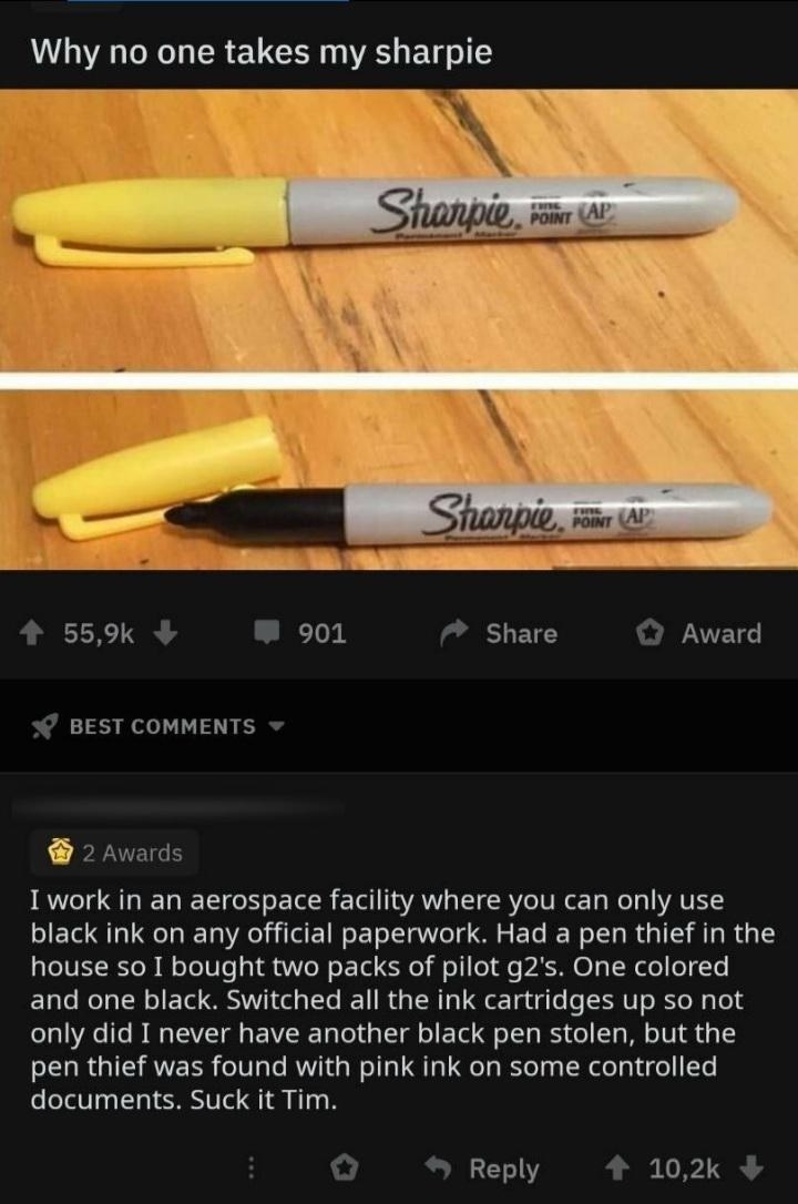 person who goes to great lengths to save a black sharpie