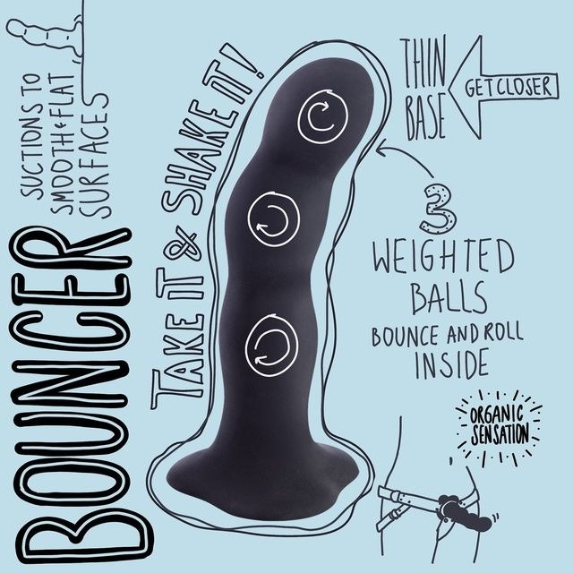 Illustration of dildo to show internal weighted balls and other features