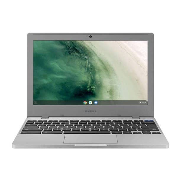 The silver laptop