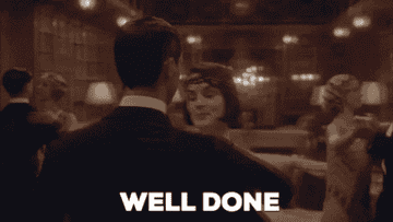 gif of characters dancing in downton abbey and mary saying well done