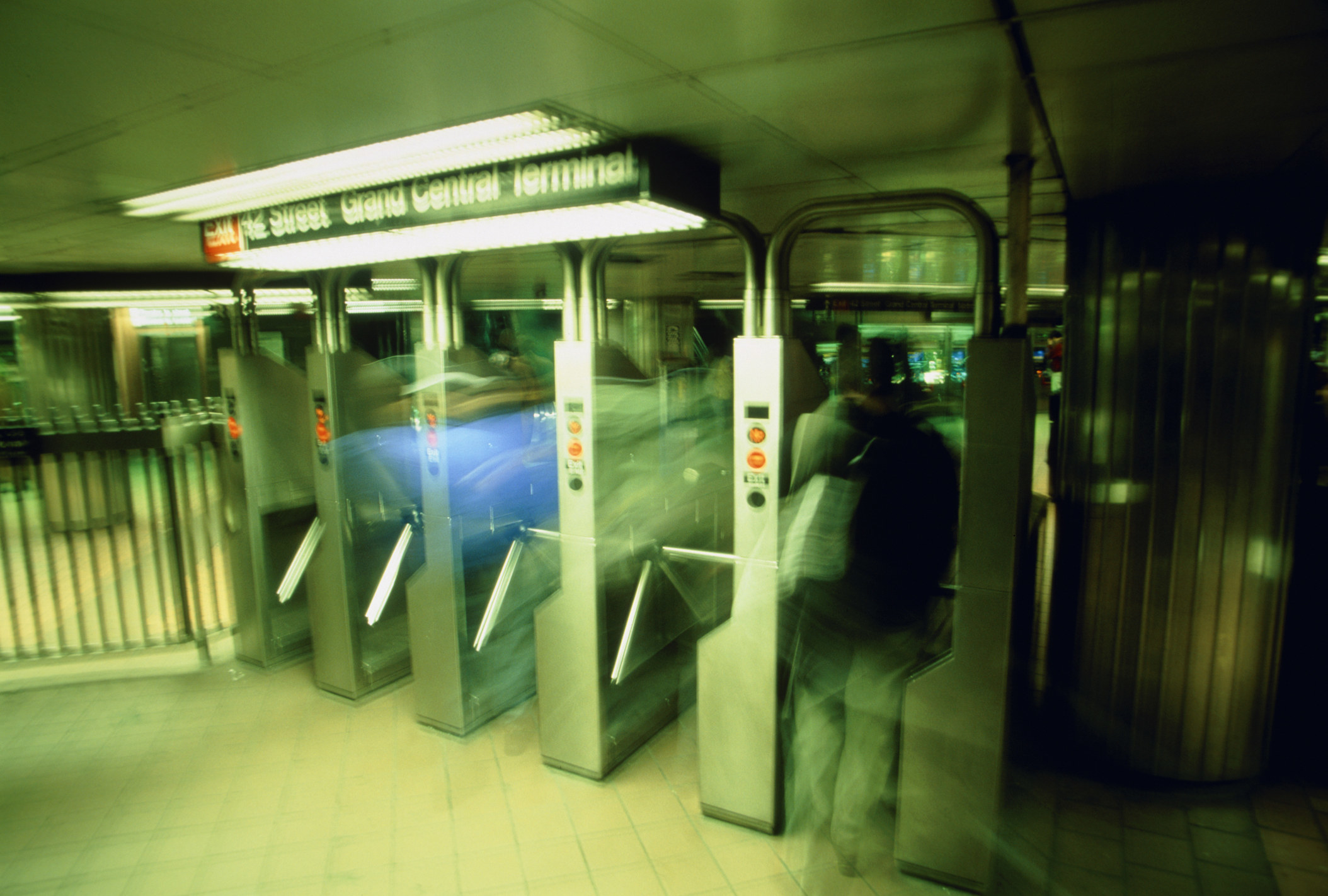 subway entrance at night