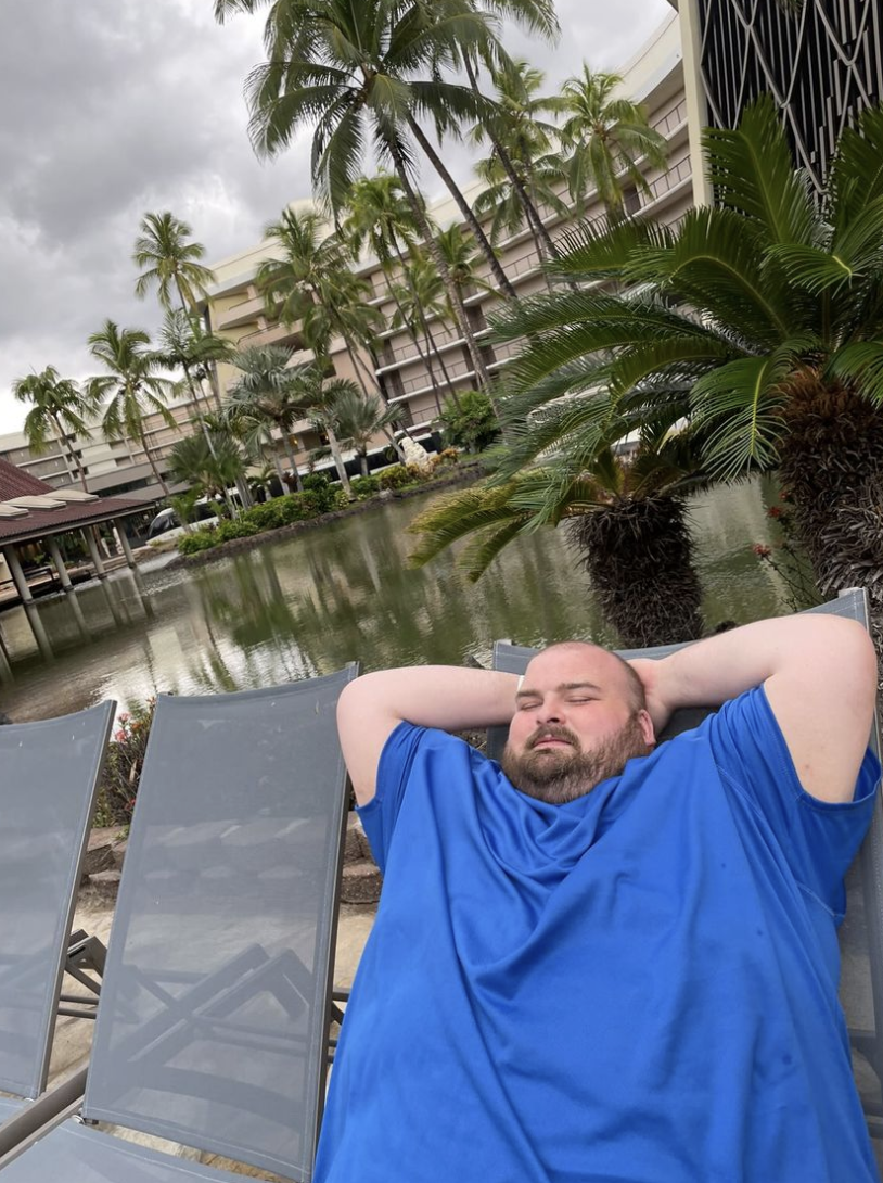 someone lounging at a resort