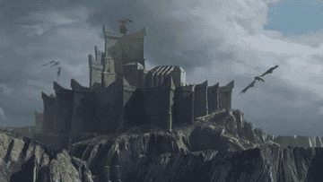 Dragons flying over Dragonstone in &quot;Game of Thrones&quot;