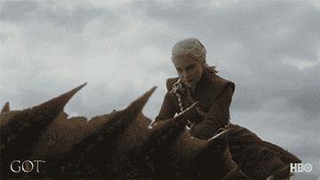 Daenerys riding Drogon in &quot;Game of Thrones&quot;