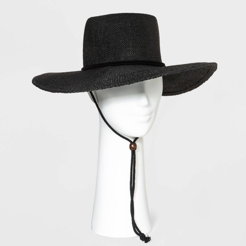 black straw boater hat