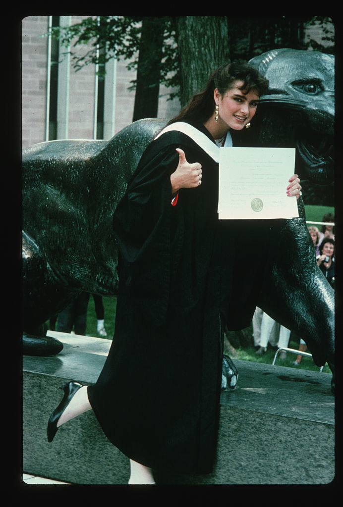 Brooke Shields with her diploma