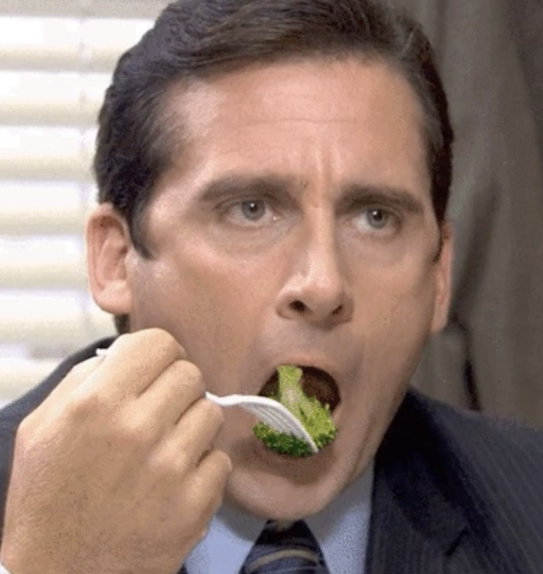 Michael Scott eating broccoli