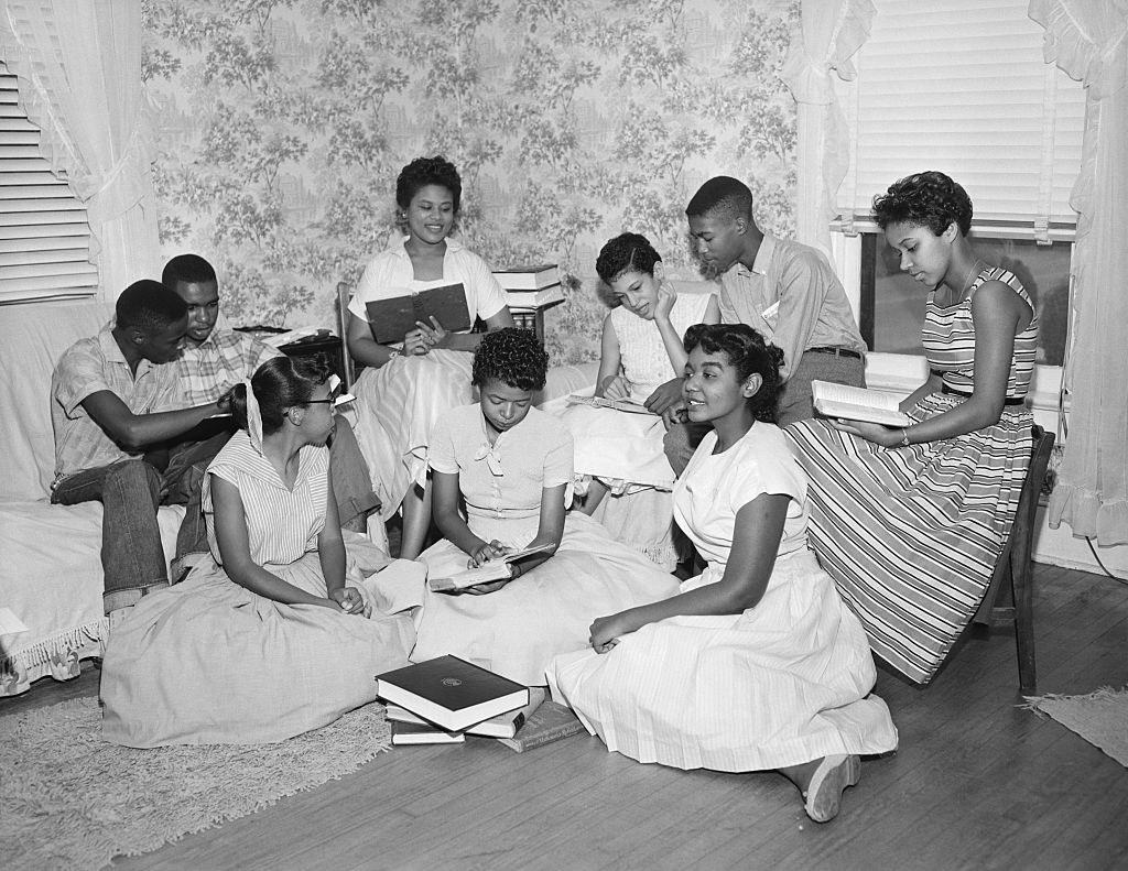 a group of Black students studying
