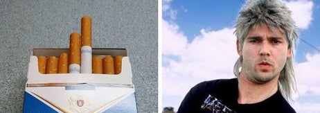 Left: A pack of Winfield Blue cigarettes; Right: Poida from Full Frontal