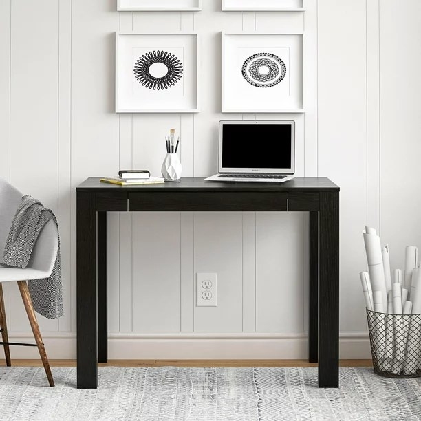 the desk in use in a home office