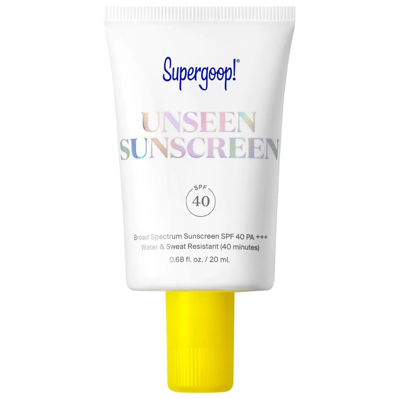 A tube of Supergoop Unseen Suncreen.