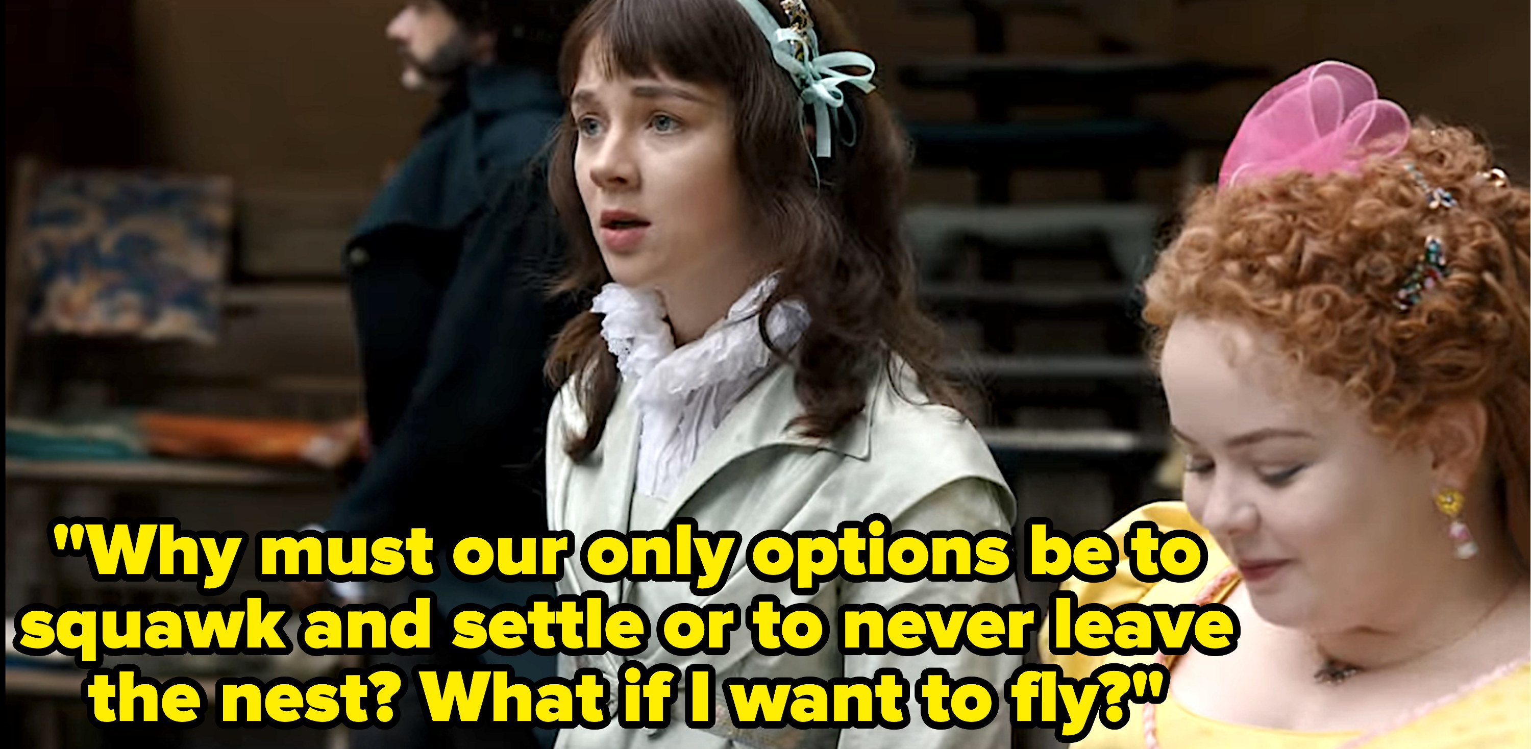 Eloise saying, &quot;Why must our only options be to squawk and settle or to never leave the nest? What if I want to fly?&quot;