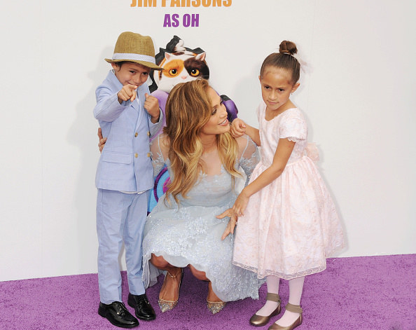 Jennifer Lopez with her two children