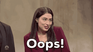 GIF of Melissa Villasenor on SNL saying oops